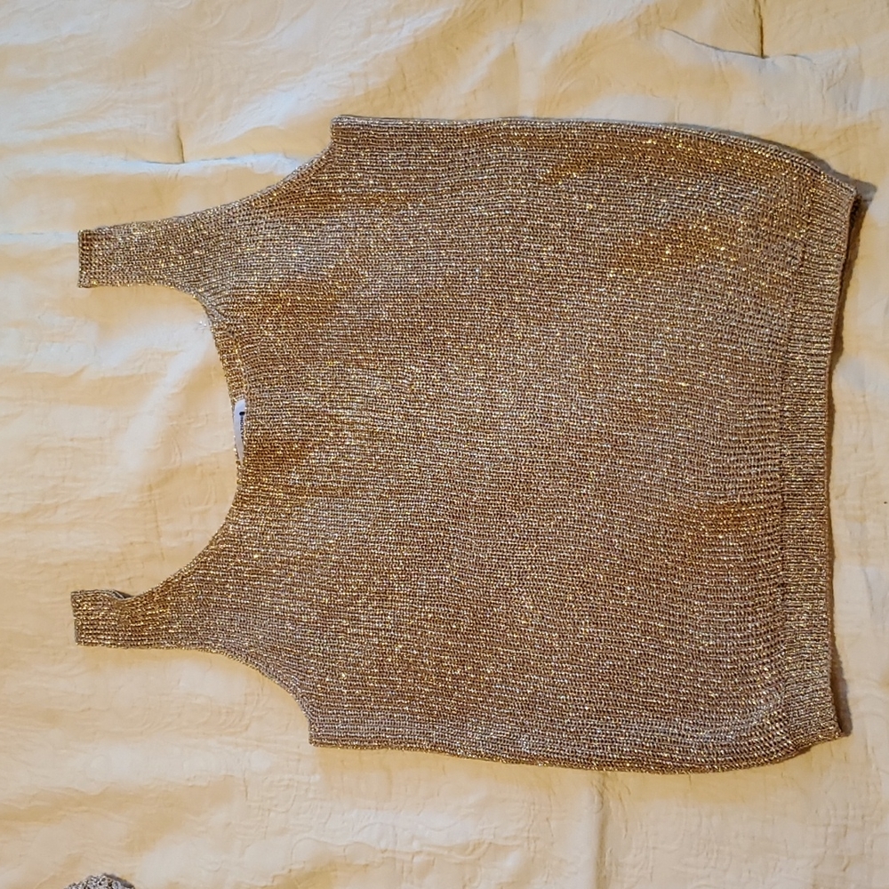 Sparkly gold sweater tank size Large